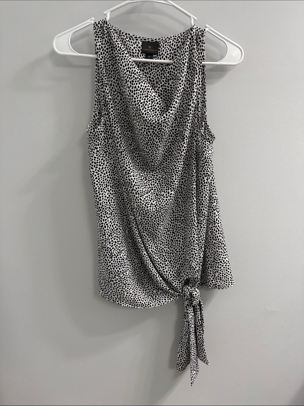 Worthington Cowl Neck Abstract Dot Blouse